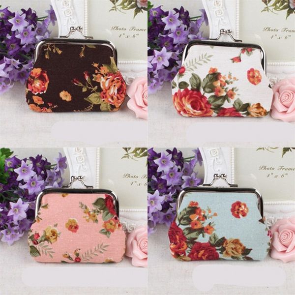 Fiori di rosa Borsa Portamonete Panno Colorato Bianco Nero Grande Contenitore Moda Portafoglio Donna Donna 1 6qs C2