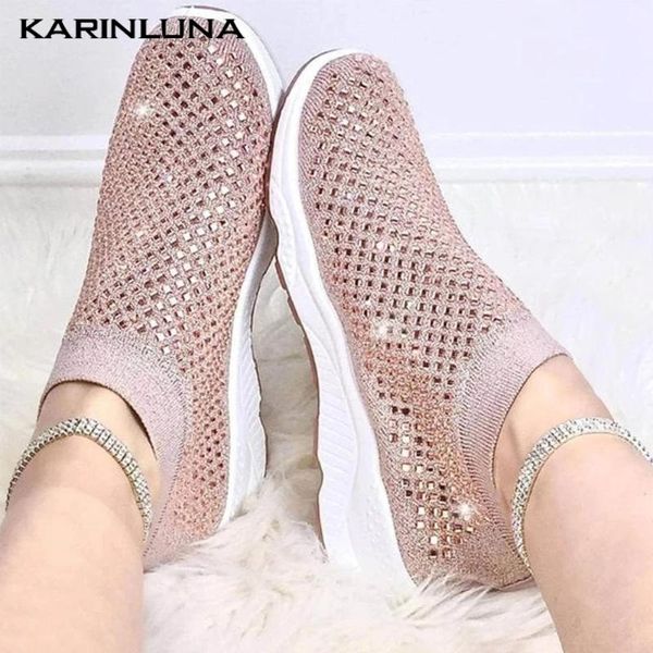 

brand new for dropship plus size 43 crystals slip on knitting breathable ladies leisure loafers flats women shoes, Black