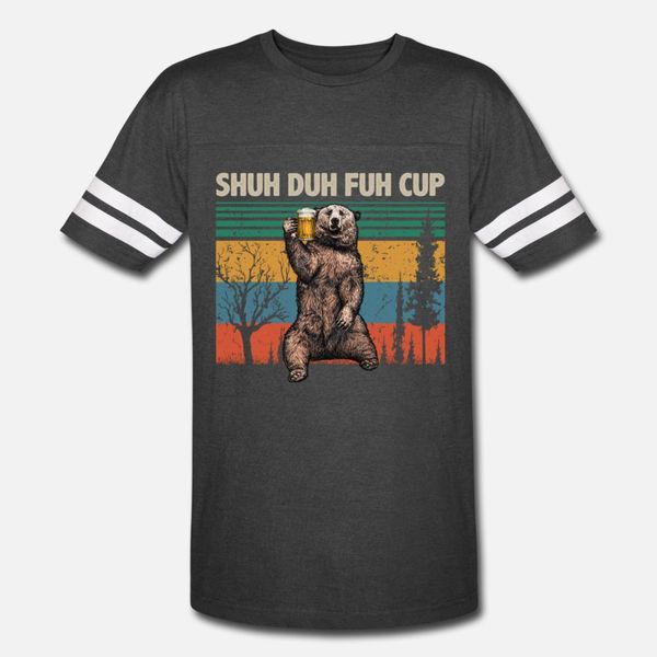 

retro shuh duh fuh cup bear camping t shirt men personalized 100% cotton size s-3xl vintage cute breathable summer style letter shirt