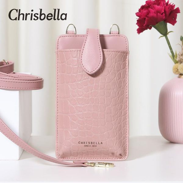 

chrisbella small cell phone bag pu leather shoulder bags for women mini crossbody bag alligator lady fashion long purse handbags