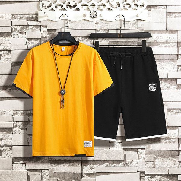

mens tracksuits summer sweatsuit clothes cool shortn yhydyhsd sleeves t-shirt with joggers pants casual suit fast shipping, Gray