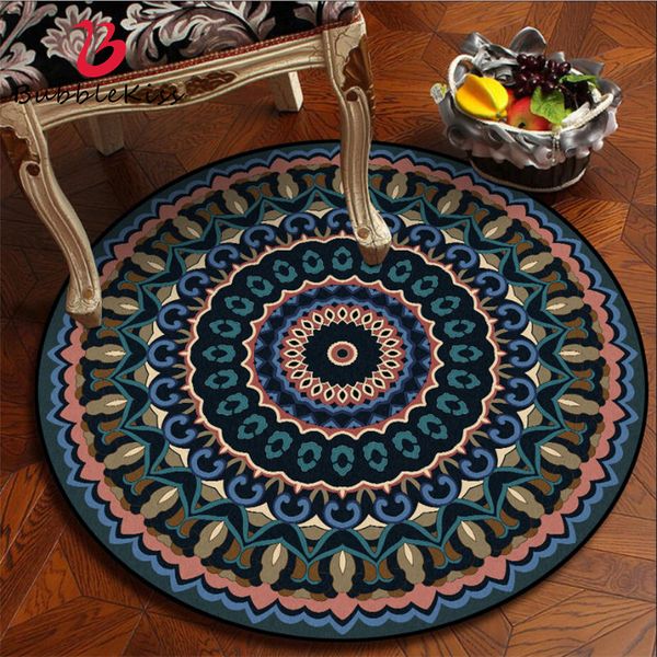 

carpets fashion rugs and for home living room vintage blue flower pattern round carpet bedroom hand wash 100% polyester