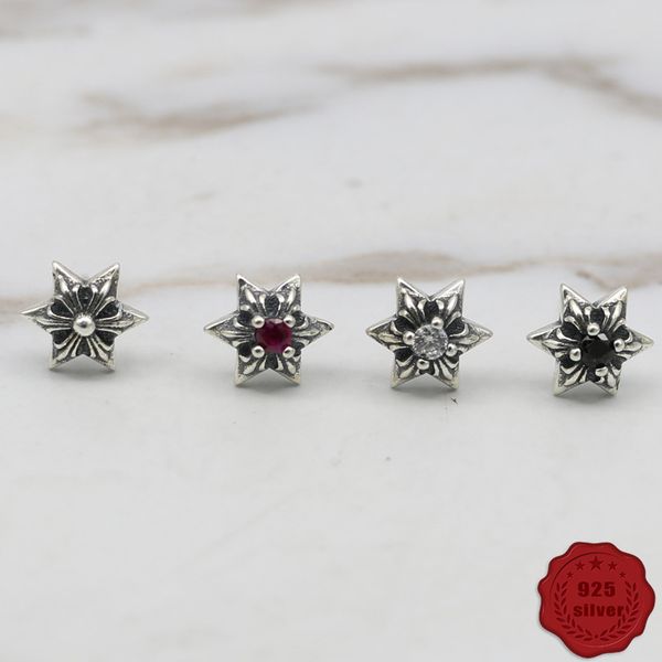 

s925 sterling silver earrings exaggerated personality fashion retro hipster six-pointed star letter shape punk hip hop jewelry gifts hot