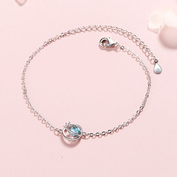 

blue glass fantasy universe planet bracelet small fresh girlfriends aurora starry sky jewelry, Black
