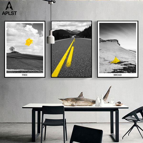 

black and white retro picture canvas painting flying balloons nordic road prints and posters home decor wall art for living room