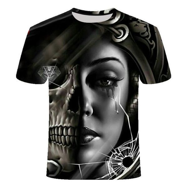 

3d skull poker men brand mens 3d print shirts oversized comics hippie men clothing
