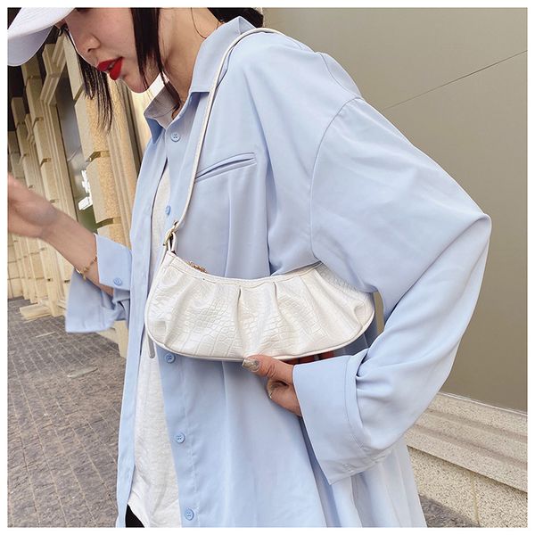 

small baguette bags women 2020 summer crocodile pattern shoulder bags shinny designer handbags korean stylish