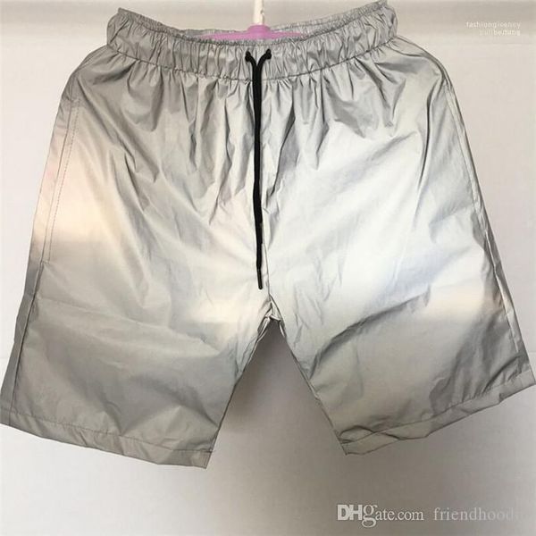 

reflective mens shorts sports beach pants night running fashion trousers women loose cool shorts harajuku hiphop, White;black
