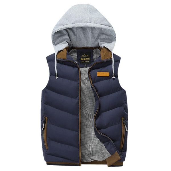 

brand nice new winter men warm vest male sleeveless waistcoat men fashion outerwear hooded cotton-padded vest jacket male, Black;white