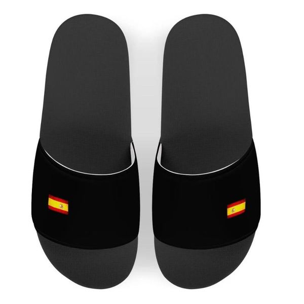 

spanish flag custom slippers pattern female outdoor sandals non-slip beach shoes hard-wearing flip flops spain women's shoes, Black