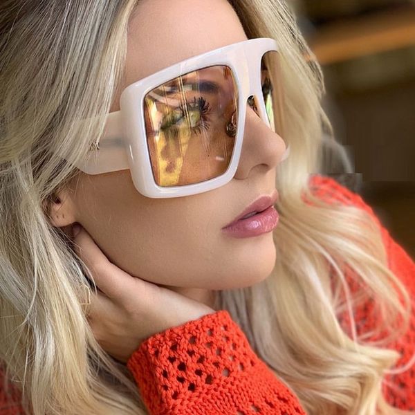 

celebrity large shield square sunglasses women brand oversized sun glasses men vintage beige shades lady windshield oculos uv400, White;black