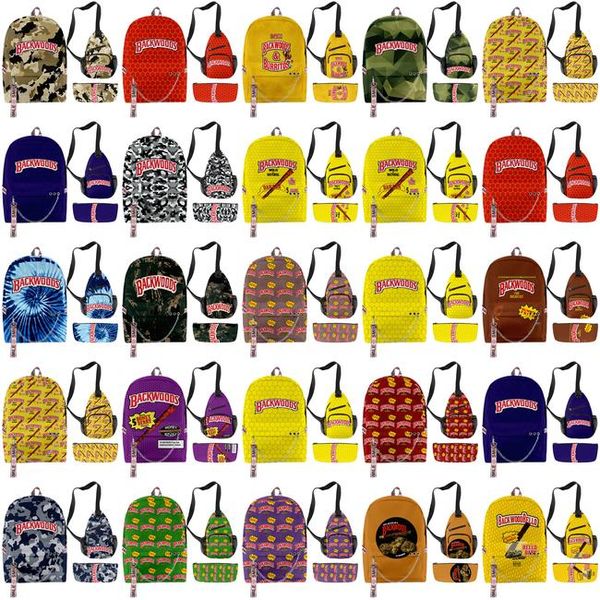 

school shoulder print backwoods backwoods 3d pcs backpack clothing travel banana graphic full lapbag banana bag printed 3 bag mmcfi