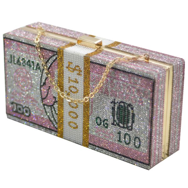 

2020 new cross-border full diamond square sling bag dollar evening bag diamond set european and american fashion dollar rhin