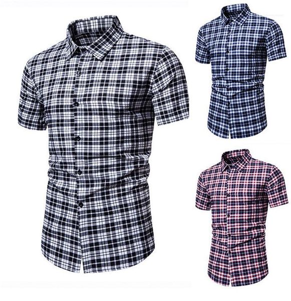 

short sleeve fashion natural color shirts mens clothes mens casual shirts designer plaid panelled shirts lapel neck, White;black