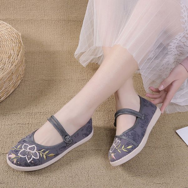 

2020 new ethnic style embroidered shoes old beijing cloth shoes cotton and linen women's single, Black