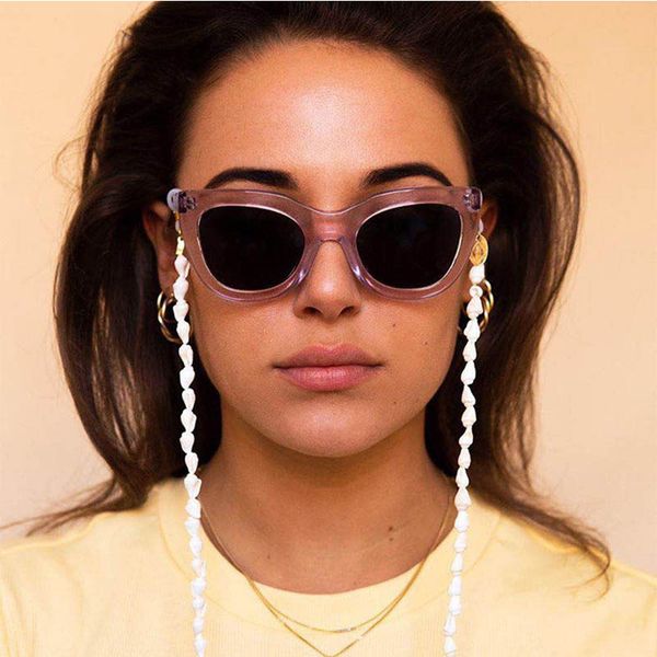 

vintage white small conch glasses chain fashion anti-slip glasses cord sunglasses lanyard strap necklace long eyeglass rope, Silver