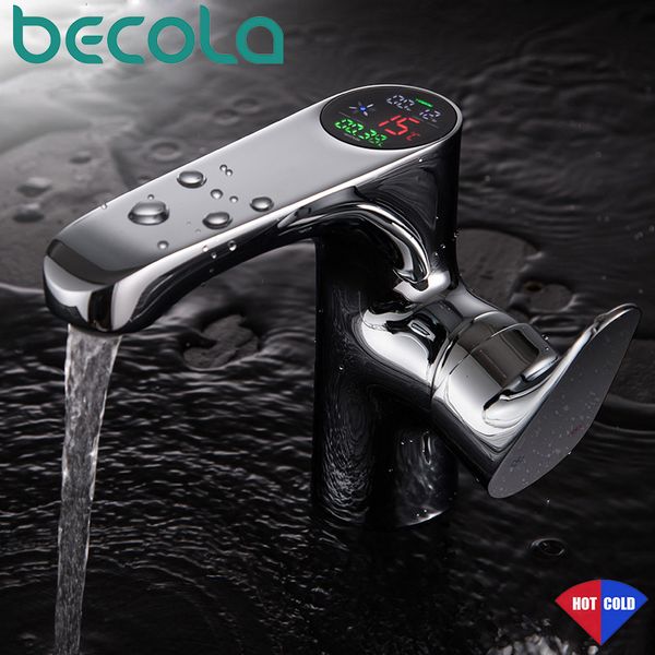 

bathroom sink faucets chrome polished led faucet deck with intelligent digital display basin cold and water mixer tap