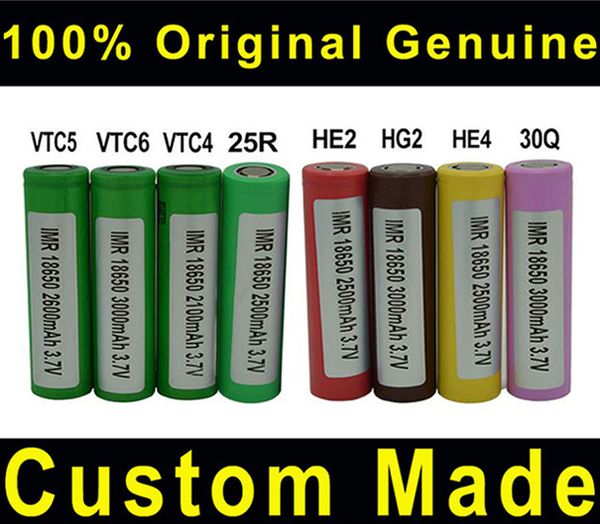

50pcs original 18650 rechargeable vapes battery batteries e-cigarette vtc4 vtc5 2600mah vtc6 4000mah inr 25r 2500mah 30q hg2 3500mah he2 he4