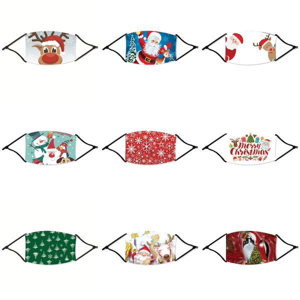 

kids cartoon printed christmas mask cotton cloth dust-proof washable christmas mask for children with breath valve can put in pm2.5 filte#29, Black