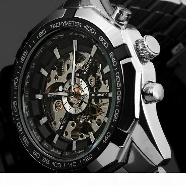 

fashio brand winner mens watches skeleton clock man classic sport watch gift automatic mechanical relogio masculino, Slivery;brown