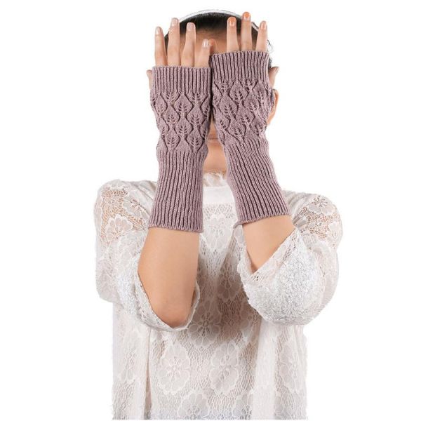 

#5 dropship 2020 new fashion hollow out leaves knitted gloves hip, Blue;gray