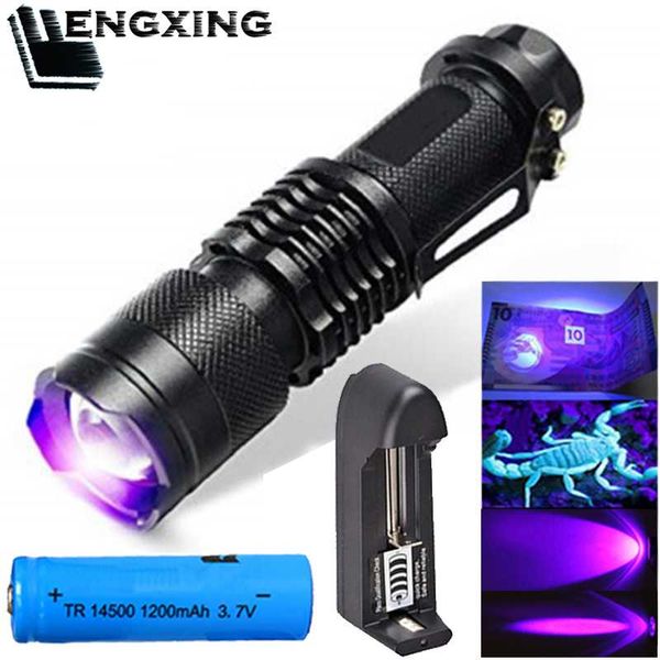 

led uv ultraviolet torch zoom function mini purple light disinfection pet urine stains detector as birthday gift