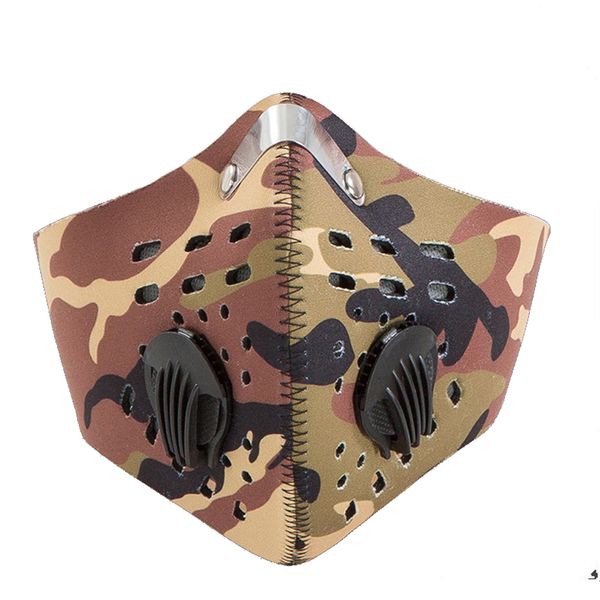 

new camouflage pm2.5 face mask respirator anti dust mouth muffle washable reusable neck hook camo face masks with valve dhl free