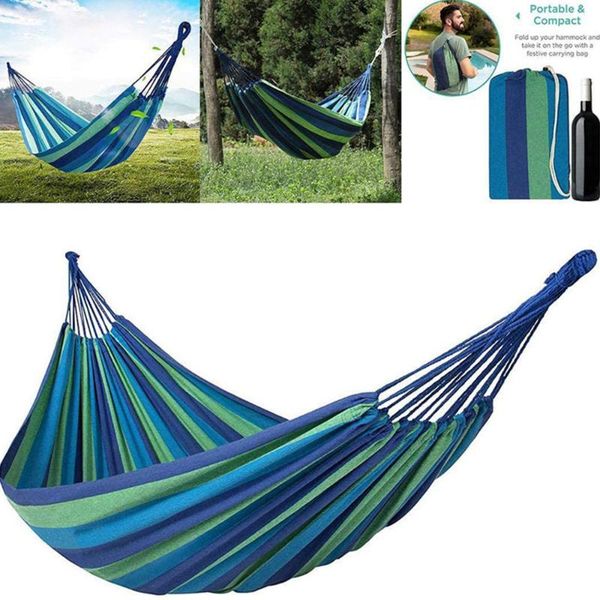 

outdoor pads hammock swing lightweight folding travel blue cyan stripe cotton high elasticity camping