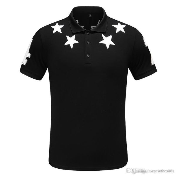 

summer polo for a men with branded pentagram designer shirts luxury short sleeve tshirt brand mens clothing t-shirt size m-3xl, White;black
