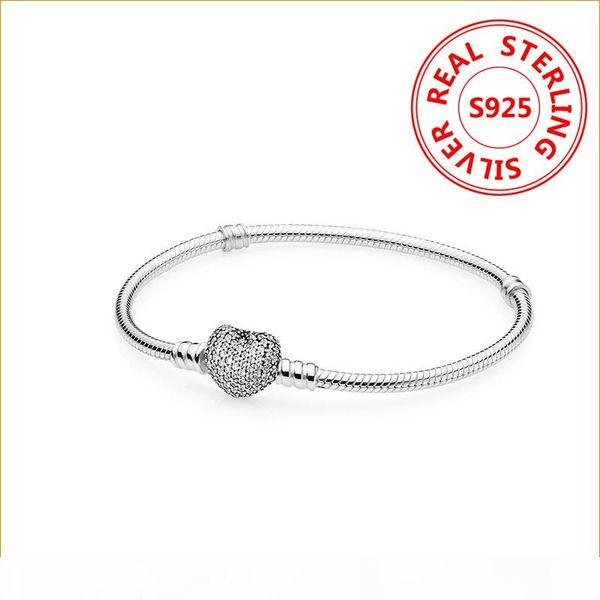 

authentic 925 sterling silver heart charms bracelet for designer european beads bangle wedding gift jewelry for women with original box, Golden;silver