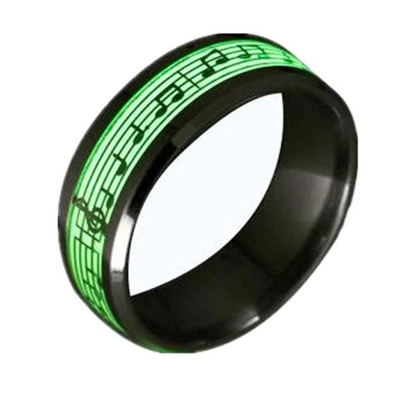 

titanium stainless steel piano music luminous light emitting ring musical notation luminous men's ring mix size 6-13#