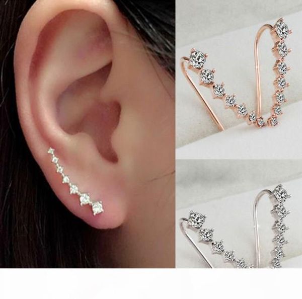 

cz diamond clip cuff earrings silver gold plated dipper hook stud earrings jewelry for women earring zl
