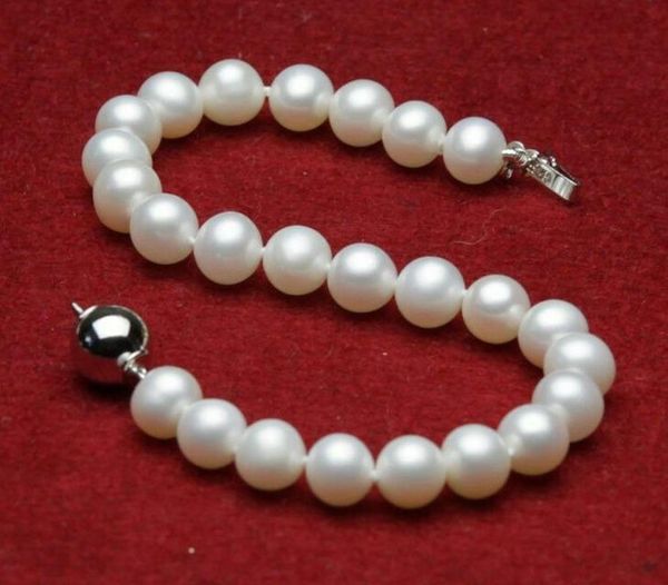 

new 7-8mm genuine natural white freshwater akoya pearl bracelet 7.5, Black