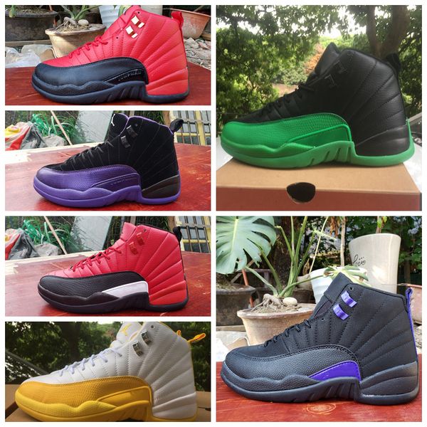

новый цвет jumpman 12 12s баскетбол мужской обуви dark concord черный зеленый золото красный спортивные мужские кроссовки chaussures размер