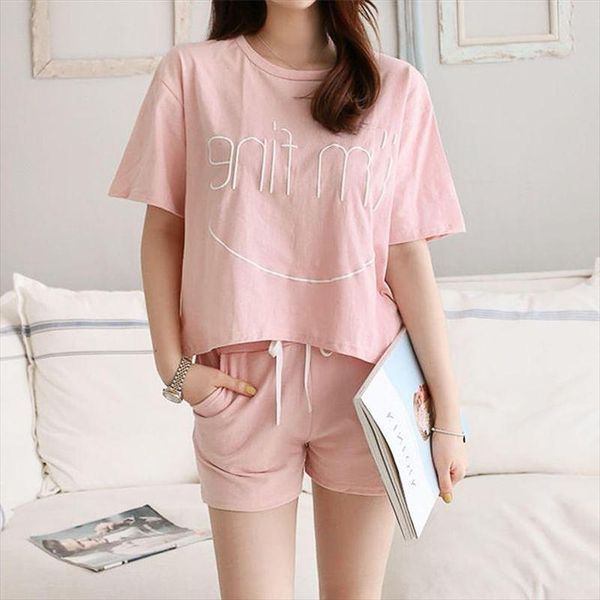 

yfashion women set lovely leisure large size clothes women short sleeve home suit summer two piece set, Gray