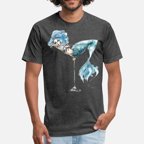 

drinking mermaid awesome graphic t shirt men customized 100% cotton o-neck fitness comical spring autumn pictures shirt