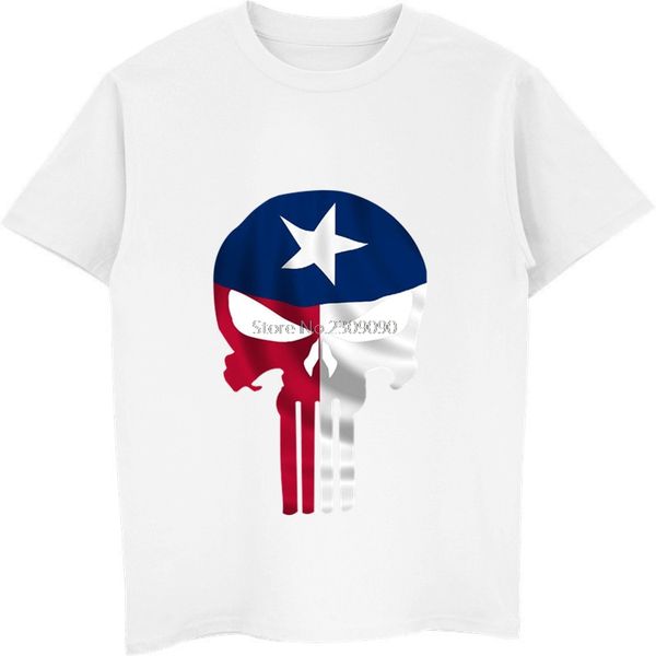 

punisher skull state of texas flag personality retro printed t-shirt men's short sleeve cotton t shirt casual male shirts tees