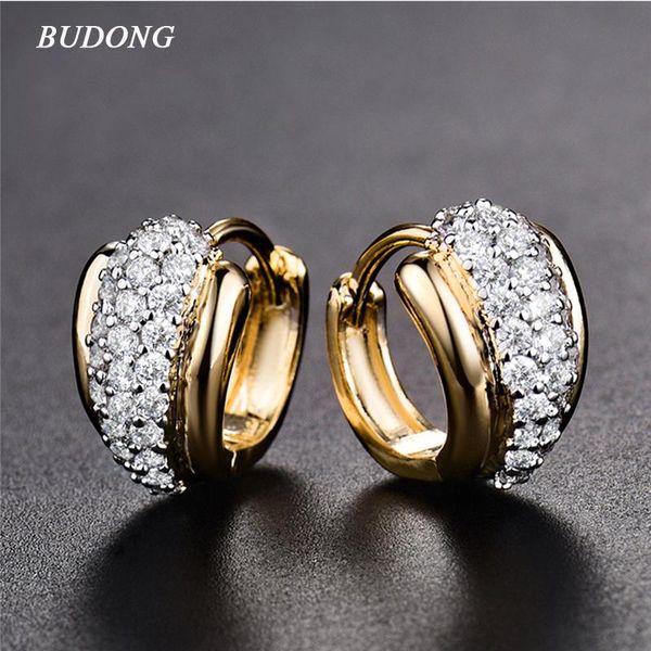 

fashion- round crystal women hoop earrings silver/gold-color zirconia hoop hollow infinity earring jewelry for mom xue176, Golden;silver