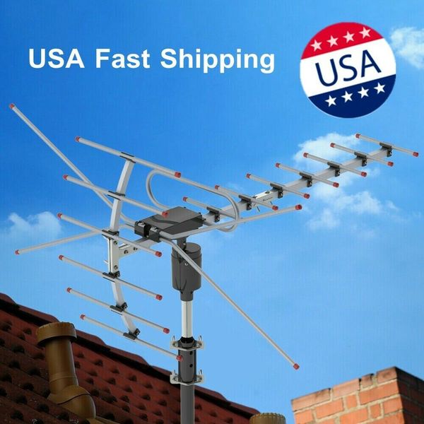 

tv hdtv 1080p antenna amplified digital 15-22db outdoor tv antenna 150miles long range 360-degree rotation us stock