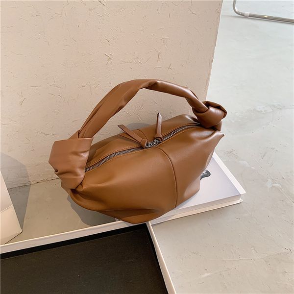 

totes lenlei 2021 french romantic handbag women soft leather pu retro pillow bag knot fold tote fashion