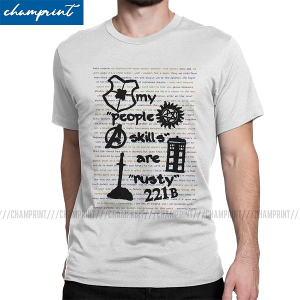 

my people skills are rusty men t shirts castiel supernatural awesome tees short sleeve crewneck t-shirts graphic clothes