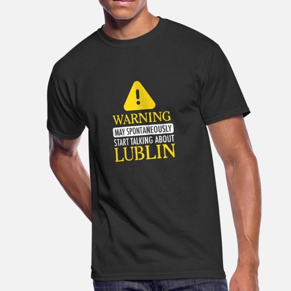 

warning lublin t shirt men character 100% cotton round collar interesting funny casual summer letter shirt