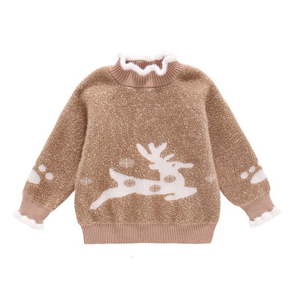 

deer pattern red blue khaki sweaters baby big girls christmas 2019 winter knitting clothing kids long sleeve warm sweater
