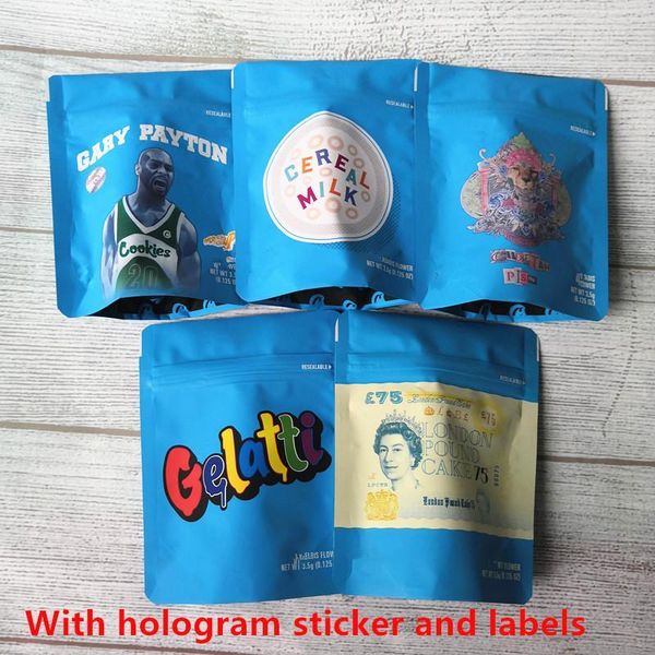 

bags packaging size 3.5g-1/8 420 8th sf gary california cookies bag childproof payton mylar milk blue 3.5g gelatti cereal xhlight bsgdl