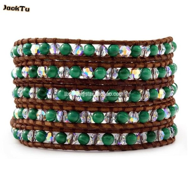 

tennis crystal and sodalite wrap leather bracelet, Golden;silver