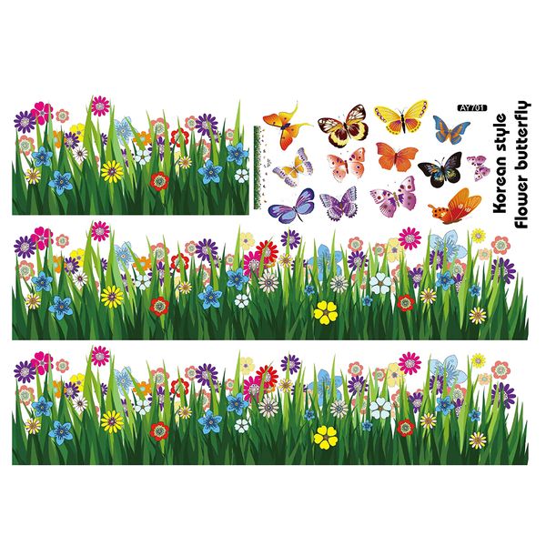 

bedroom for kids room wall sticker cartoon flowers diy mural butterfly pattern