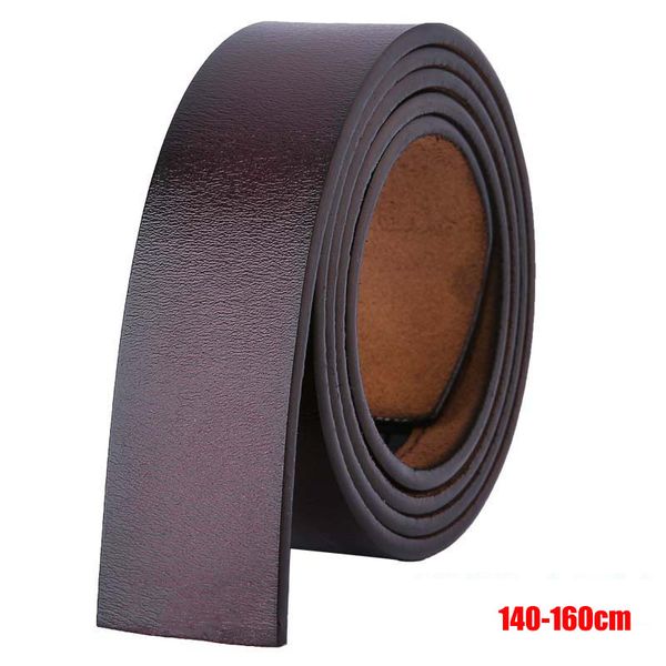 

140 150 160cm belts no buckle 3.5cm wide cowskin real genuine leather belt body men large size belt without buckle strap brown, Black;brown