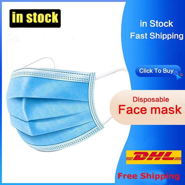 

disposable face mask protective safety mascherine with earloops elastic for 3 layer masks anti-pollution dust home use fashion blue facemask