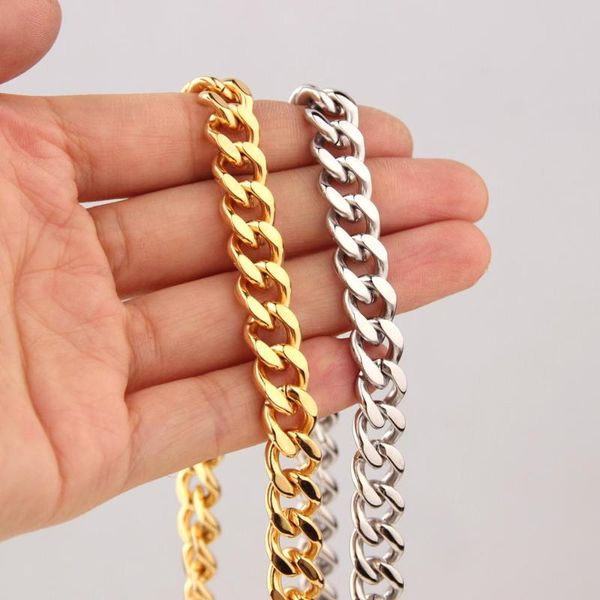 

13/15mm width heavy thick gold silver color curb cuban 316l stainless steel necklace or bracelet link mens chain