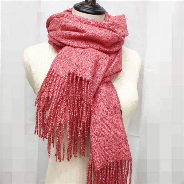 

winter scarf solid thick women cashmere-like scarves neck head warm hijabs lady shawls wraps bandana tassel all-match, Blue;gray